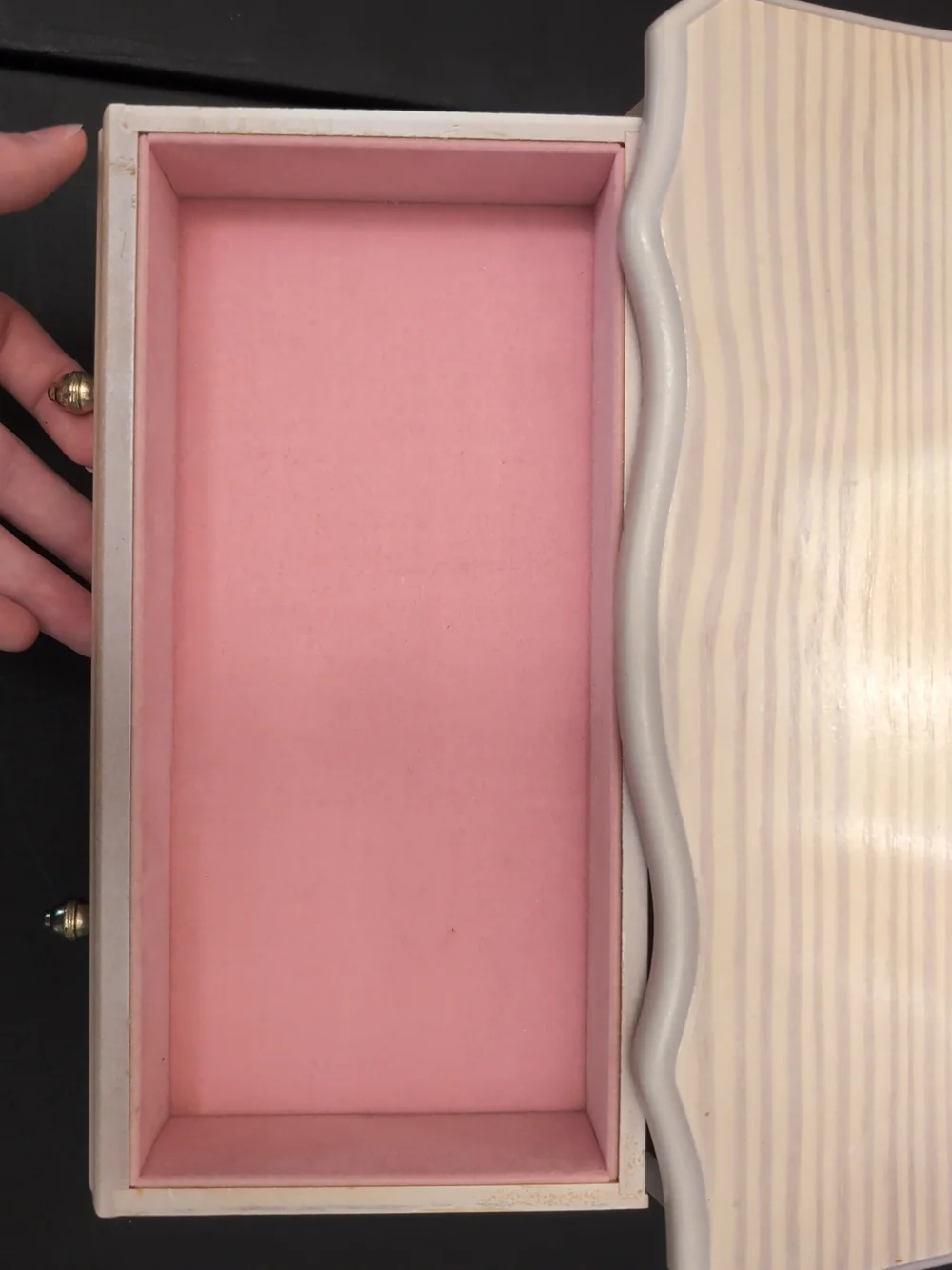 Beige Tri-Fold Mirror Jewelry Box with Drawers